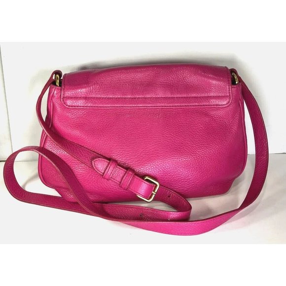 Marc by Marc Jacobs Vintage Fuchsia Pink Leather Spell Out Lining Crossbody Bag - Picture 2 of 16